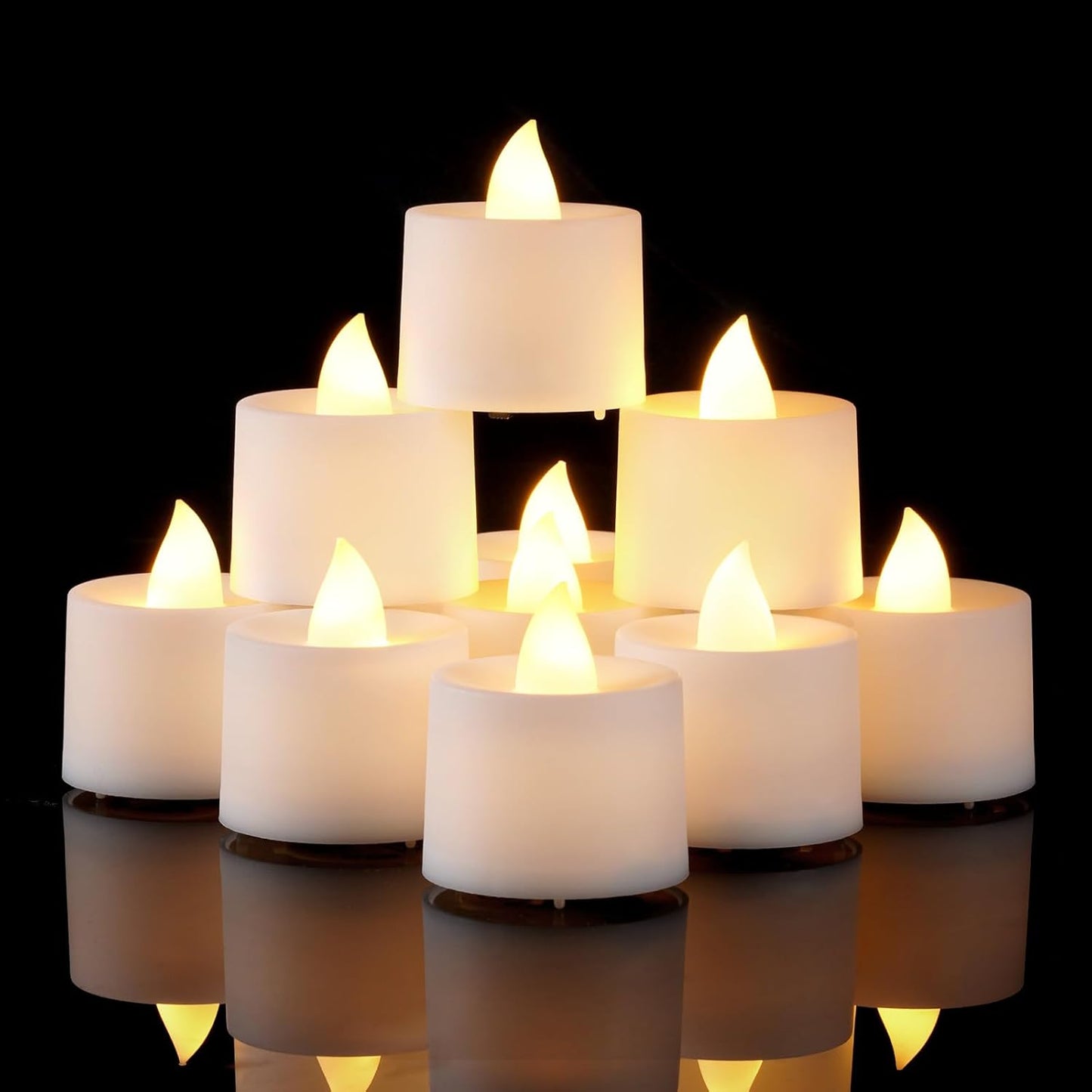 Amagic 24 Pack LED Tea Lights, Flameless Votive Candles, Lasting Electric Fake Small Candles, Battery Operated Tealights Candles for Halloween, Christmas, Home Decor, Wedding, Party, Festival (White)