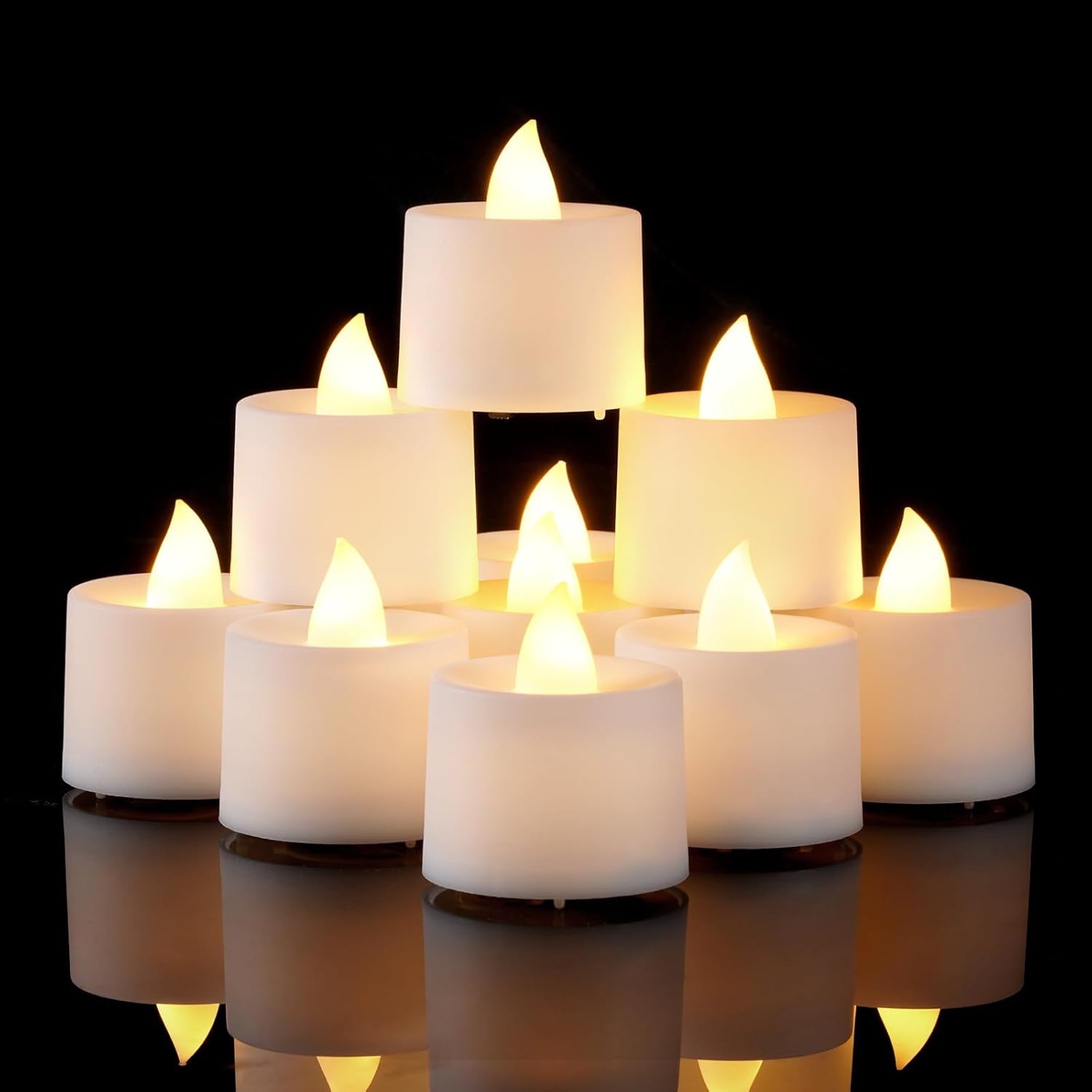 Amagic 24 Pack LED Tea Lights, Flameless Votive Candles, Lasting Electric Fake Small Candles, Battery Operated Tealights Candles for Halloween, Christmas, Home Decor, Wedding, Party, Festival (White)