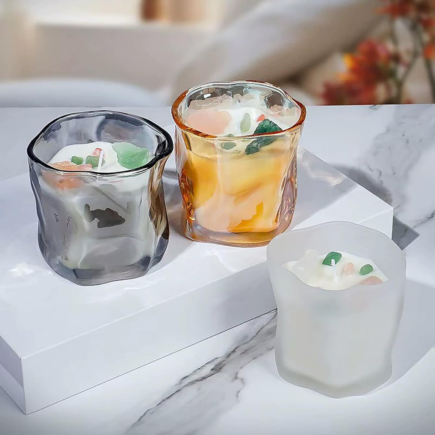 Scented Soy Candles with Crystals Inside Aromatherapy Candle for Women Positivity Energy Gift Mothers Days Birthday Gray