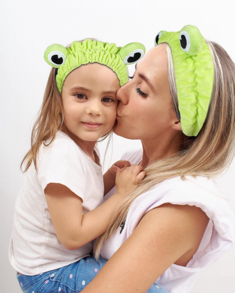 Huachi Makeup Headbands for Women for Washing Face Frog Headband Cute Spa Animal Facial Hair Band for Girls Soft Elastic Skincare Shower Head Wraps Green