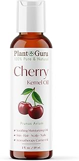 Plant Guru Cherry Kernel Oil 2 fl. oz. Cold Pressed 100% Pure & Natural Carrier – Skin, Face, Body & Hair Growth Moisturizer. Great for DIY Creams, Lotions, and Lip Balms.