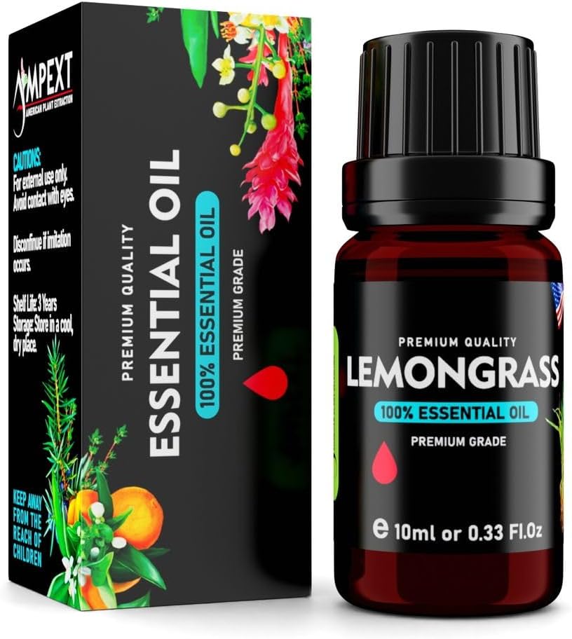 Lemongrass (Cymbopogon citratus) 100% Pure Essential Oil, Select Grade, 10ml