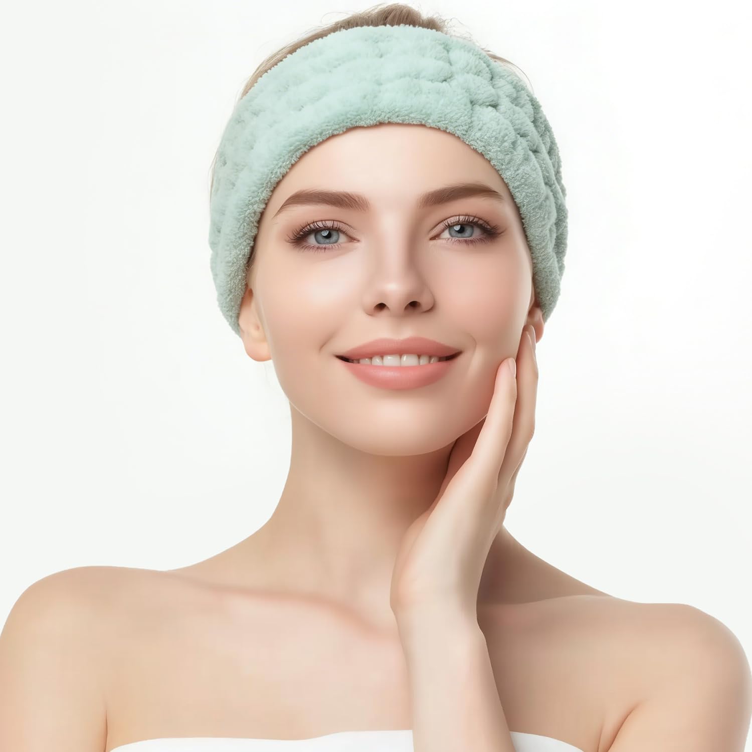 4 Pieces Spa Headband for Women Skincare Headband Makeup Headbands for Washing Face Spa Shower Gifts(Milky-White, Grey, Pink, Dark Grey)