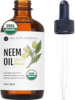Kate Blanc Cosmetics Neem Oil for Skin, Hair & Face. Safe for Dog, Plants, Scalp (4oz, Organic, Cold Pressed, Concentrate)