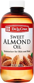 De La Cruz Sweet Almond Oil - Expeller Pressed Almond Oil for Skin and Hair 8 FL. OZ. (236 mL)