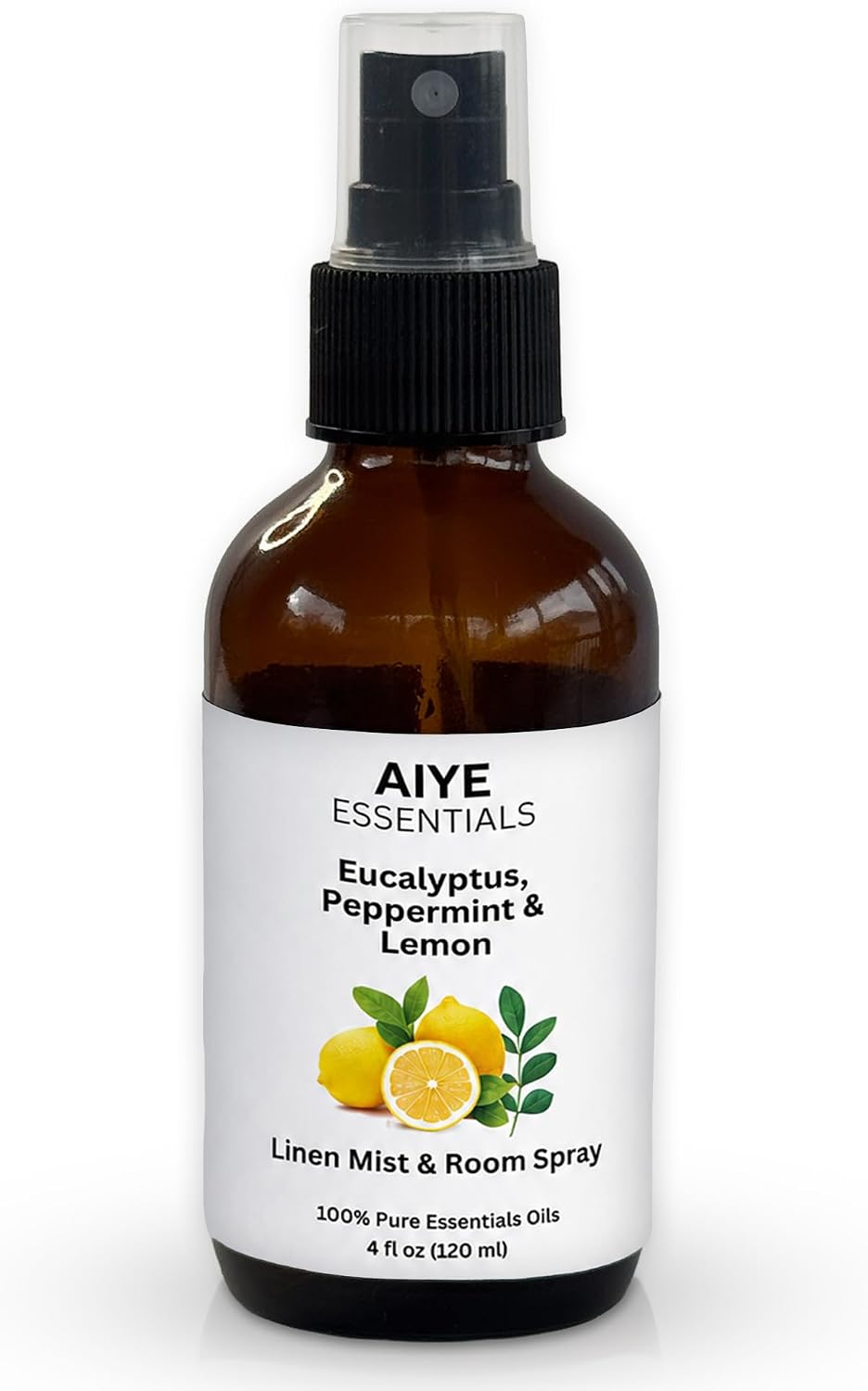 AIYE Essentials Eucalyptus, Peppermint and Lemon Aromatherapy Mist, 100% Pure Essential Oils, Linen & Room Spray Non-Toxic 4 fl oz (120 ml)