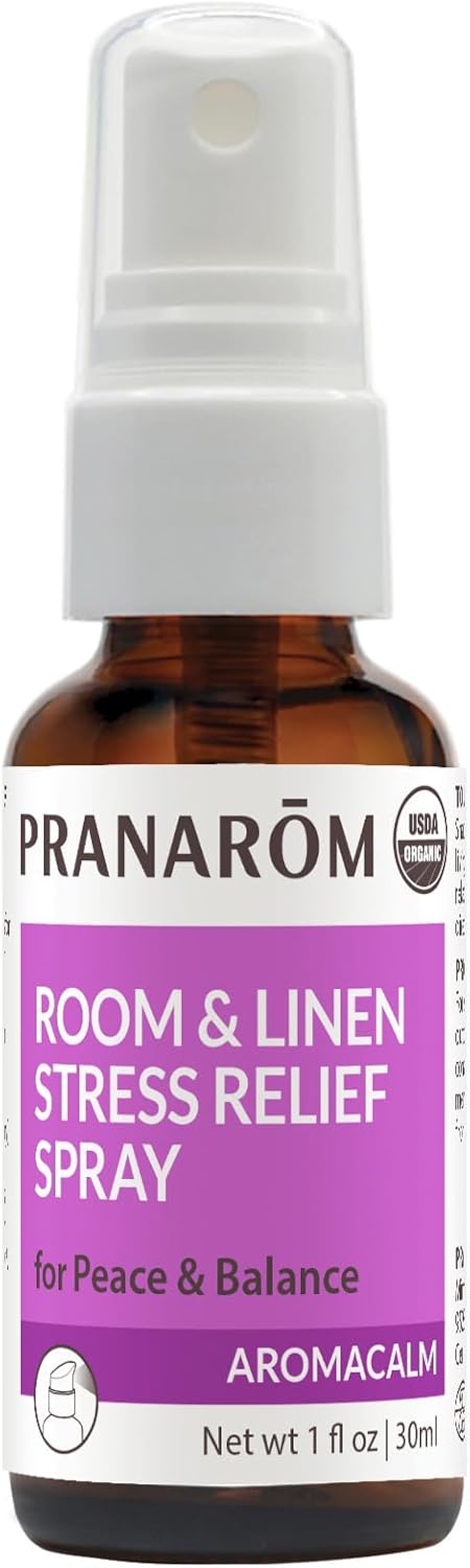 Pranarom - Aromacalm Room & Linen Stress Relief Spray (1oz / 30ml) - Orange, Bergamot, Lavender, Ylang Ylang - Essential Oil for Relaxation and Air Purification|USDA and ECOCERT Certified Organic