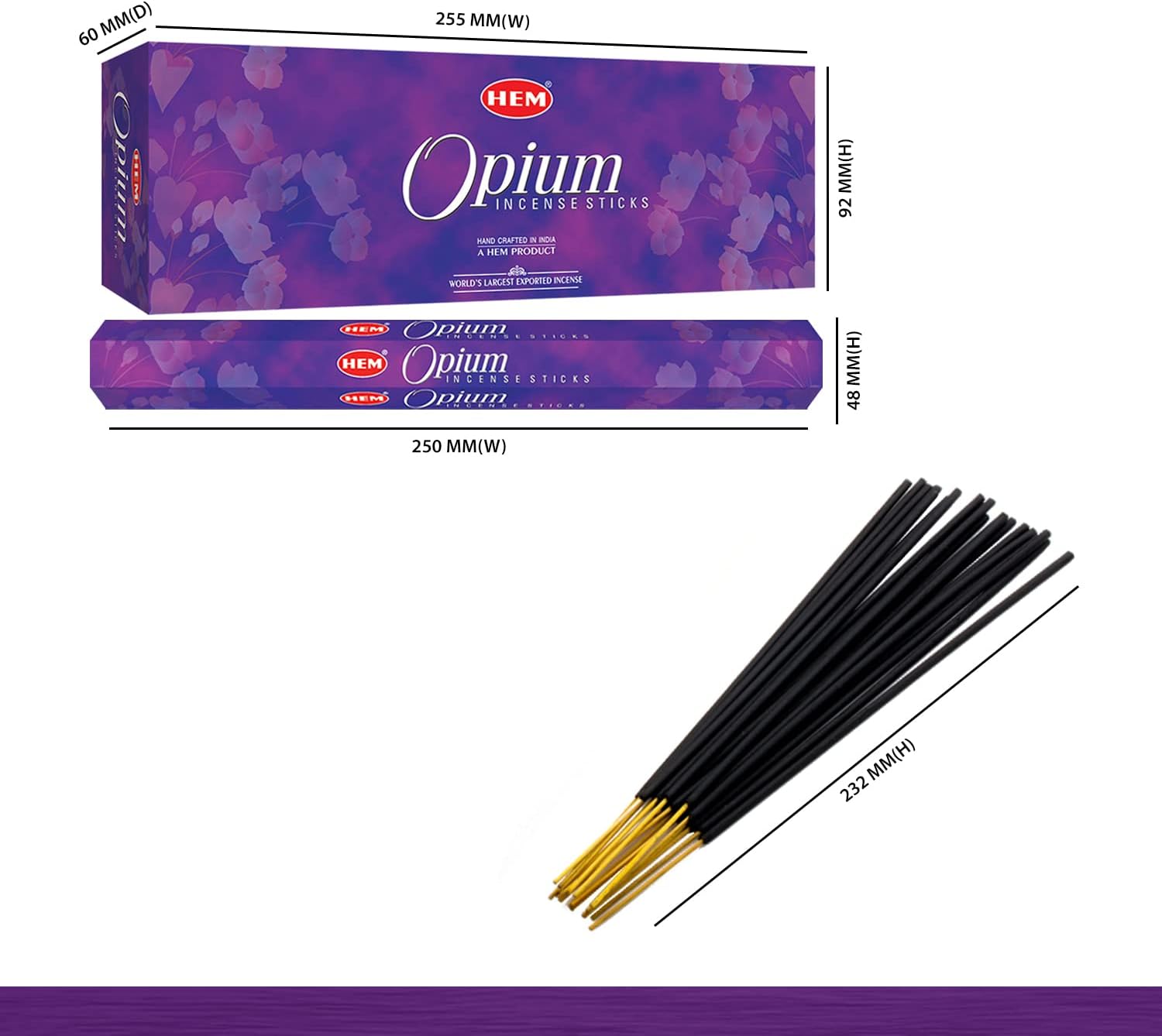 Hem Opium Incense Sticks (120 Sticks, 6 Boxes Inside) - 9 Inches Long, 20g per Box - Perfect for Meditation, Rituals & Cleansing |Enchantment, Captivating & Mysterious Fragrance
