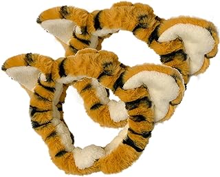 luzen 2Pcs Lovely Tiger Print Headbands Soft Plush Washing Face Facial Mask Skincare Makeup Hair Bands Elastic Spa Shower Yoga Sports Headband Headwraps Hair Accessories for Women