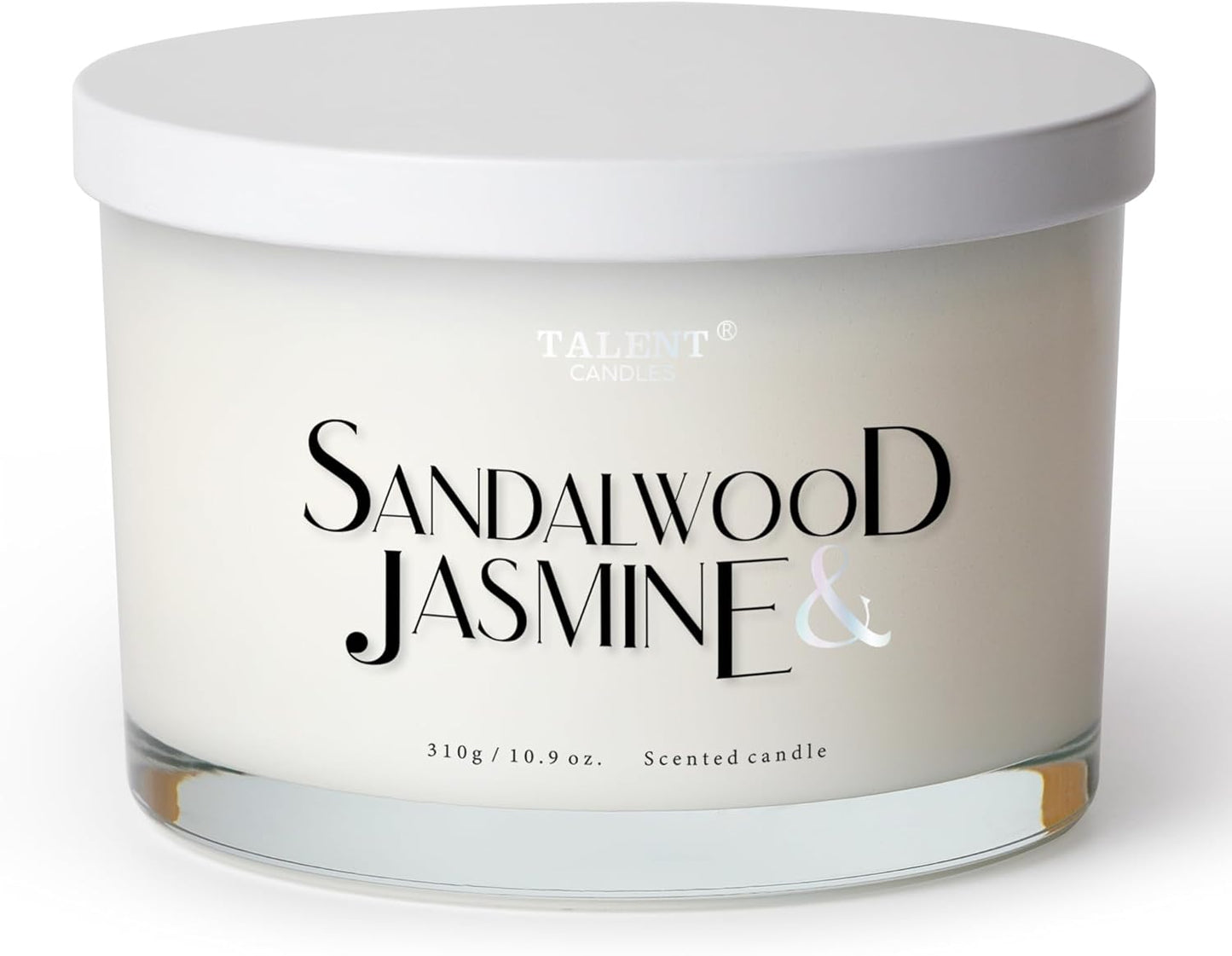 Scented Candle, Talent Candles for Home Scented, 3 Wicks Soy Candles, Candle Gifts for Women & Men, Contemporary Jar Candles, 25 hrs Burn, 10.9oz Sandalwood & Jasmine, TCGG8100A