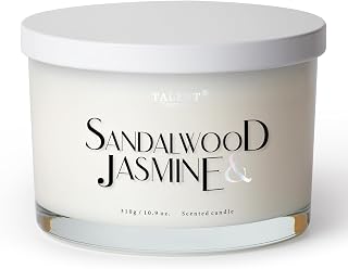 Scented Candle, Talent Candles for Home Scented, 3 Wicks Soy Candles, Candle Gifts for Women & Men, Contemporary Jar Candles, 25 hrs Burn, 10.9oz Sandalwood & Jasmine, TCGG8100A