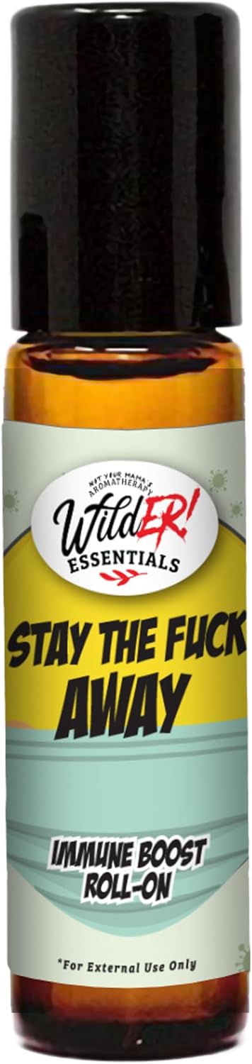 Wild Essentials Stay The F Away Roll-On Essential Oil Blend – Thieves-Style Immunity Support with Cinnamon, Clove, Eucalyptus, Lemon & Rosemary – Ready-to-Use with Organic Jojoba – Made in USA