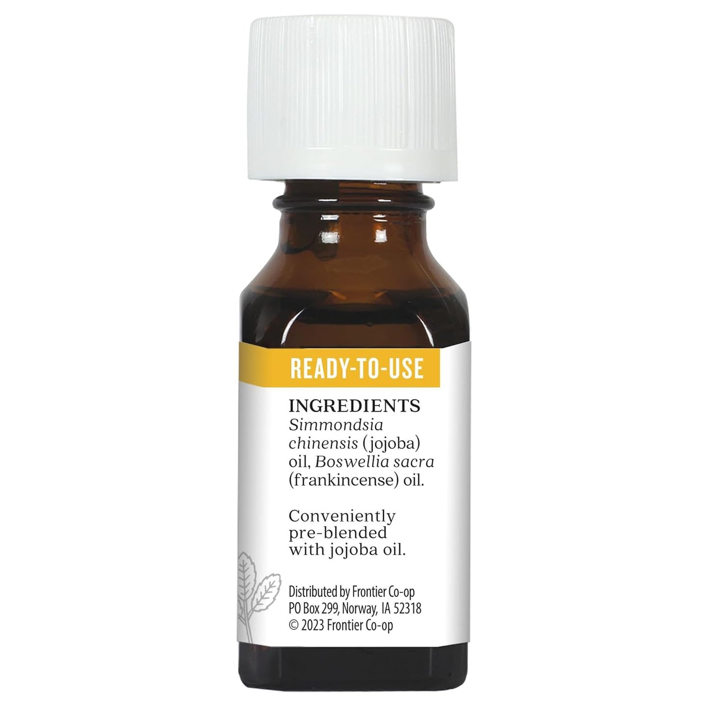 Aura Cacia Frankincense in Jojoba Oil, 100% Pure Boswellia Sacra Essential Oil Blend for Skincare, Massage, Meditation, and Aromatherapy | 0.5 Fl Oz (Pack of 1)