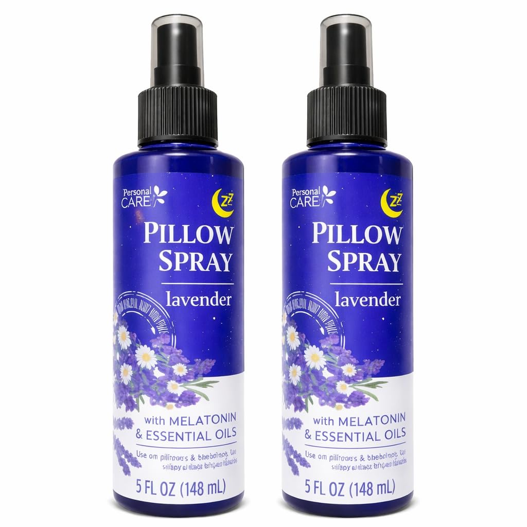 Lavender Pillow Spray with Melatonin & Essential Oils – Aromatherapy Mist for Bedtime Relaxation – Calming Lavender Scent – Linen Spray – 5 oz Bottles (Pack of 2)