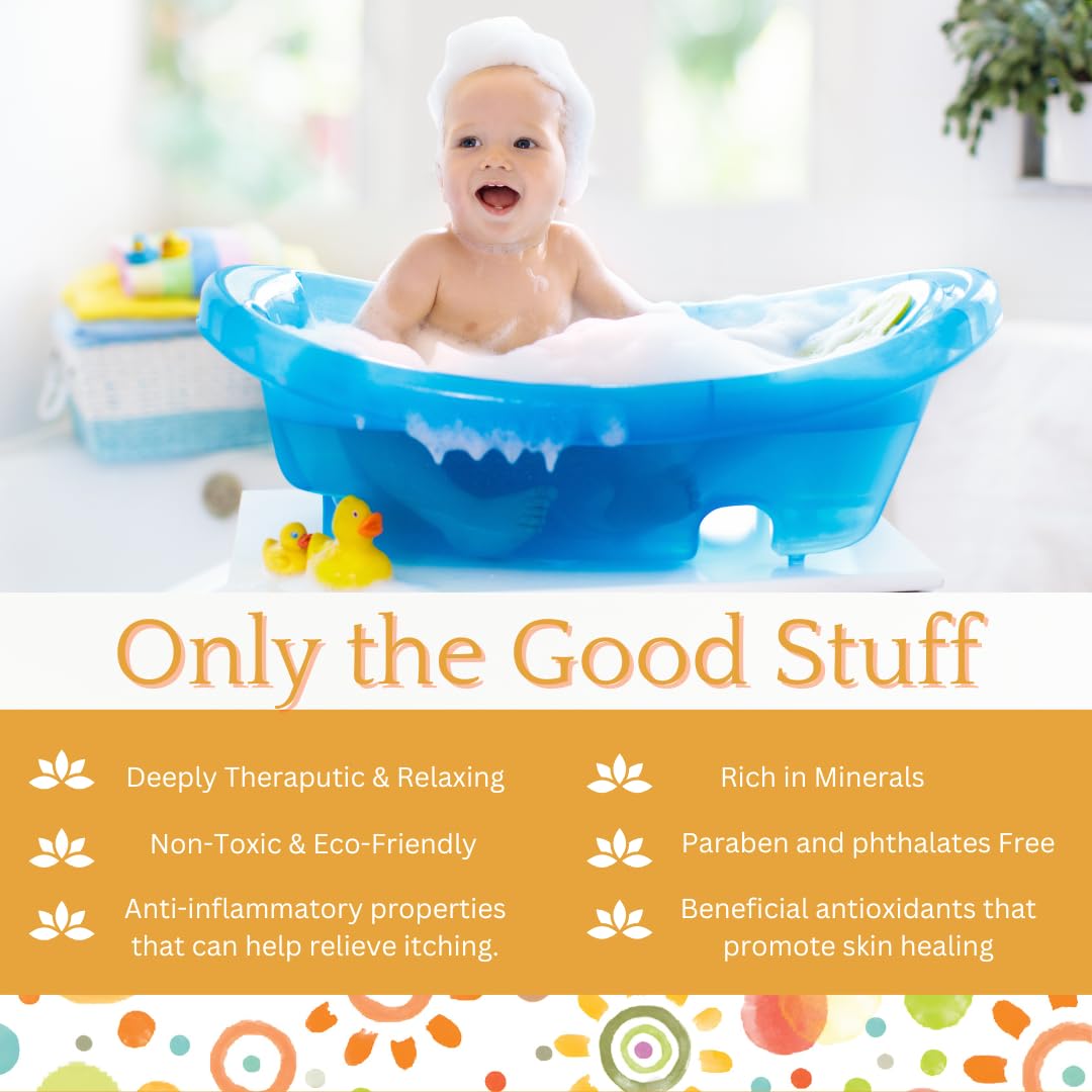 Oatmeal Honey Kids Bath Salts - Organic Bath Soak for Baby Essentials, Natural Bath Salt, Soothing & Gentle Skin Care for Babies, Toddlers, and Children - 24oz.
