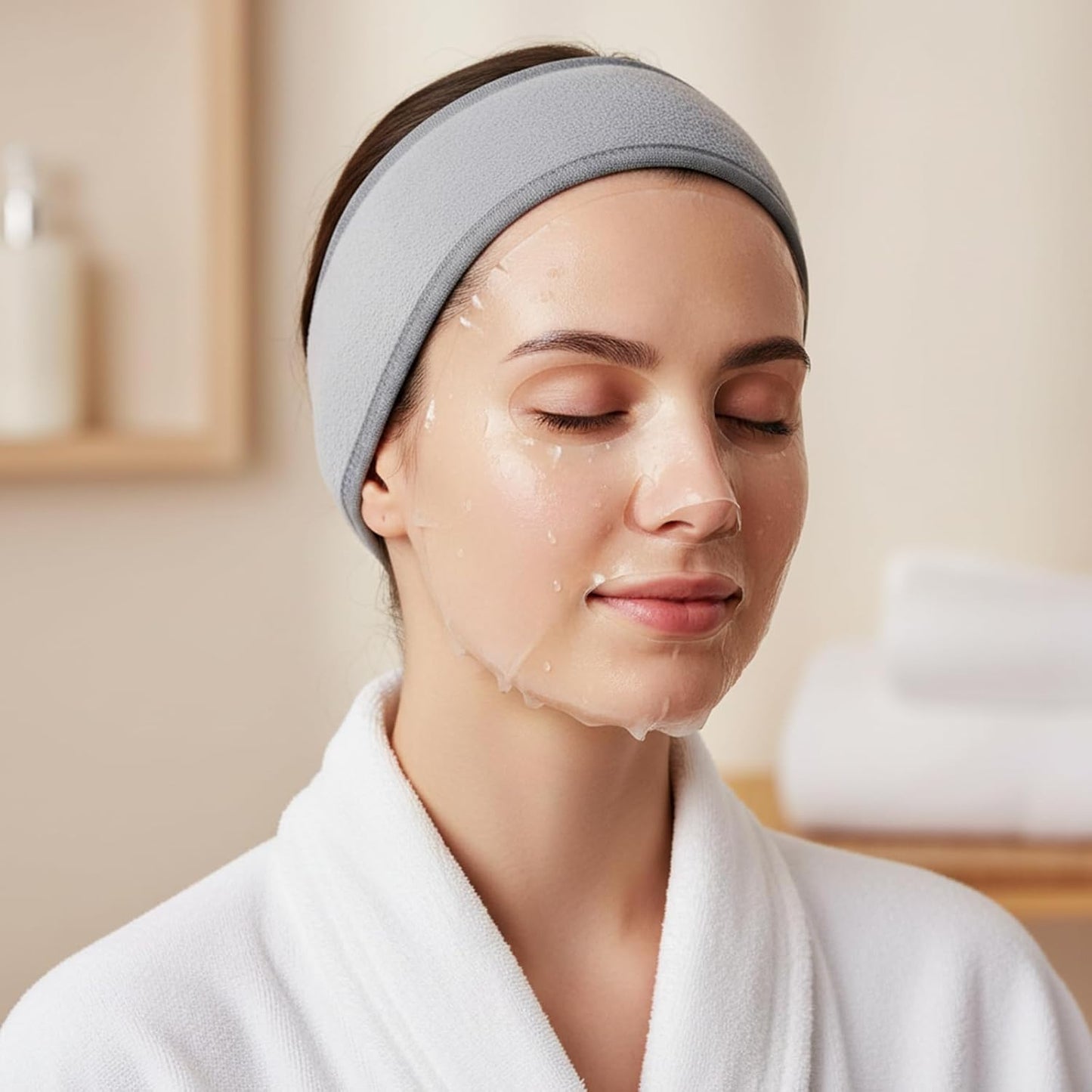 3Pcs Facial Spa Headband, Adjustable Face Wash Headscarf for Women, Soft Hair Wrap Headband for Washing Face, Makeup, and Shower