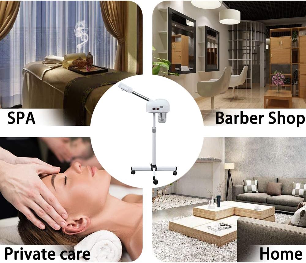 Professional Facial Steamer, Ozone Spa Face Steamer on Wheels, Professional Skin Care Equipment, Esthetician Steamer for Salon Beauty and Spa, Mist Face Steamer for Skin Care, Adjustable Height