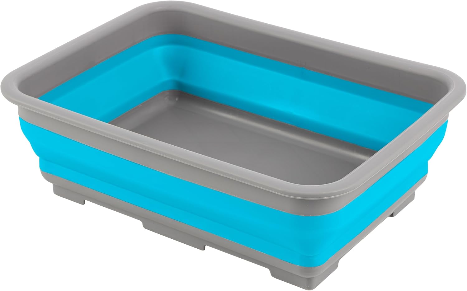 Collapsible Bucket for Cleaning - 7.27L Foldable Wash Bin Dish Tub - Collapsible Wash Basin or Camping Sink for Beach, Tailgating, or Soaking Laundry - Cleaning Supplies by Wakeman (Blue)