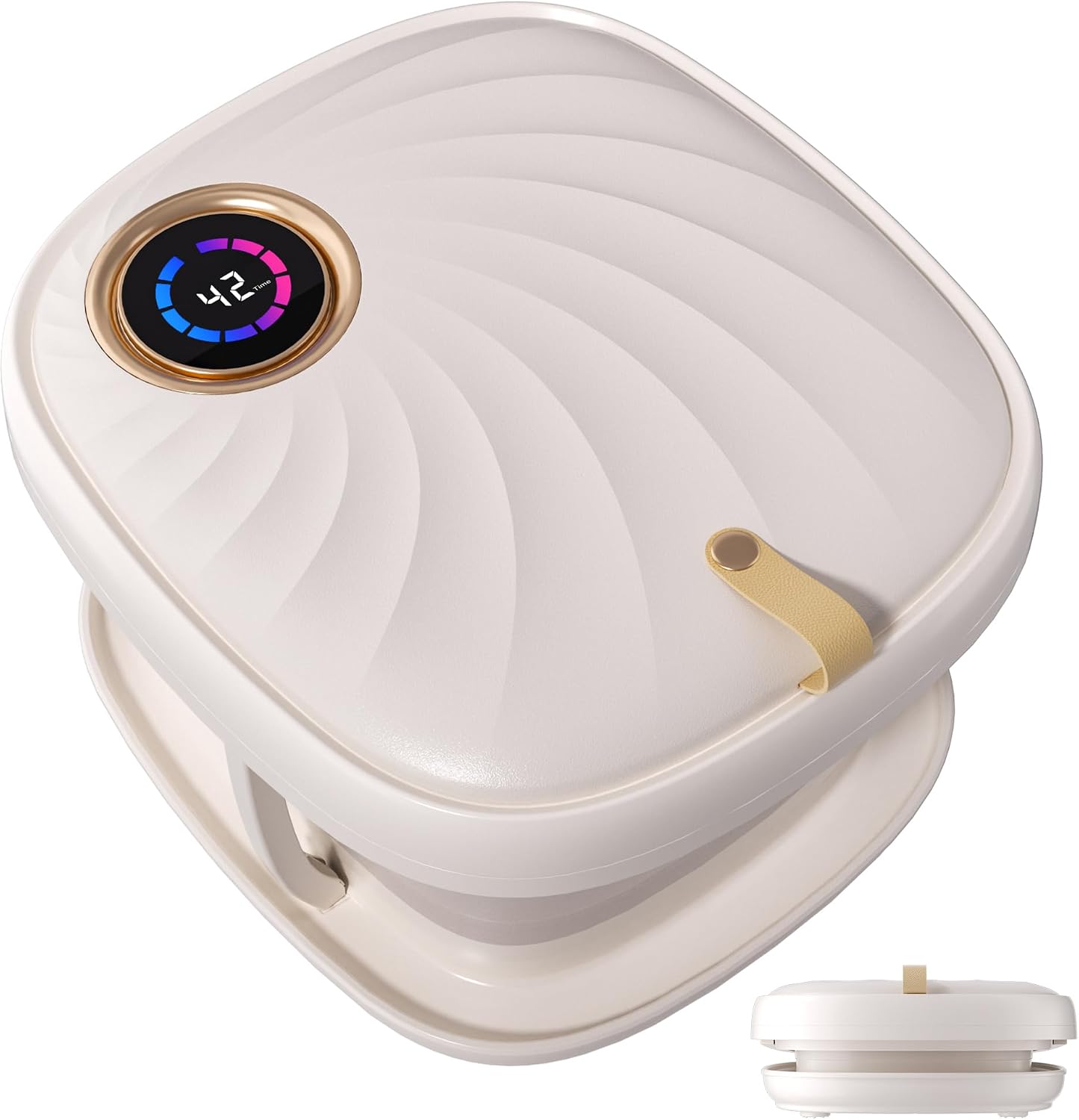 Foot Spa Bath Massager with Heat Bubble，Heating Foot Soaking Tub for Collapsible Foot Bath Bucket with Bubbles, Remote Control，Red Light, Pumice Stone, and Shiatsu Rollers for Gift