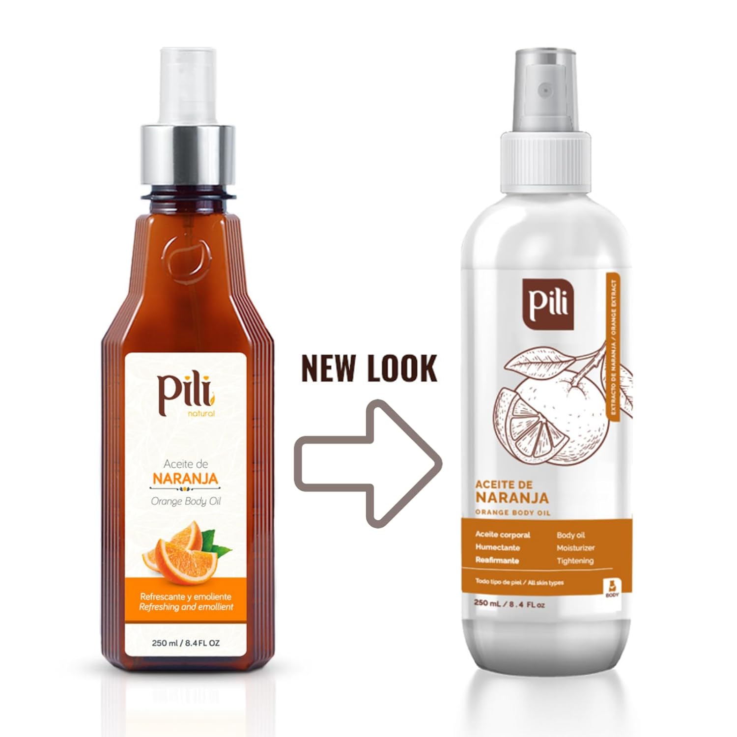 Pili Natural Orange Oil - Skin Tonic and Moisturizing Body Oil - Massage Oil - Prevents Cellulite, Stretch Marks, Firms & Tightens Skin - 8.4 fl oz