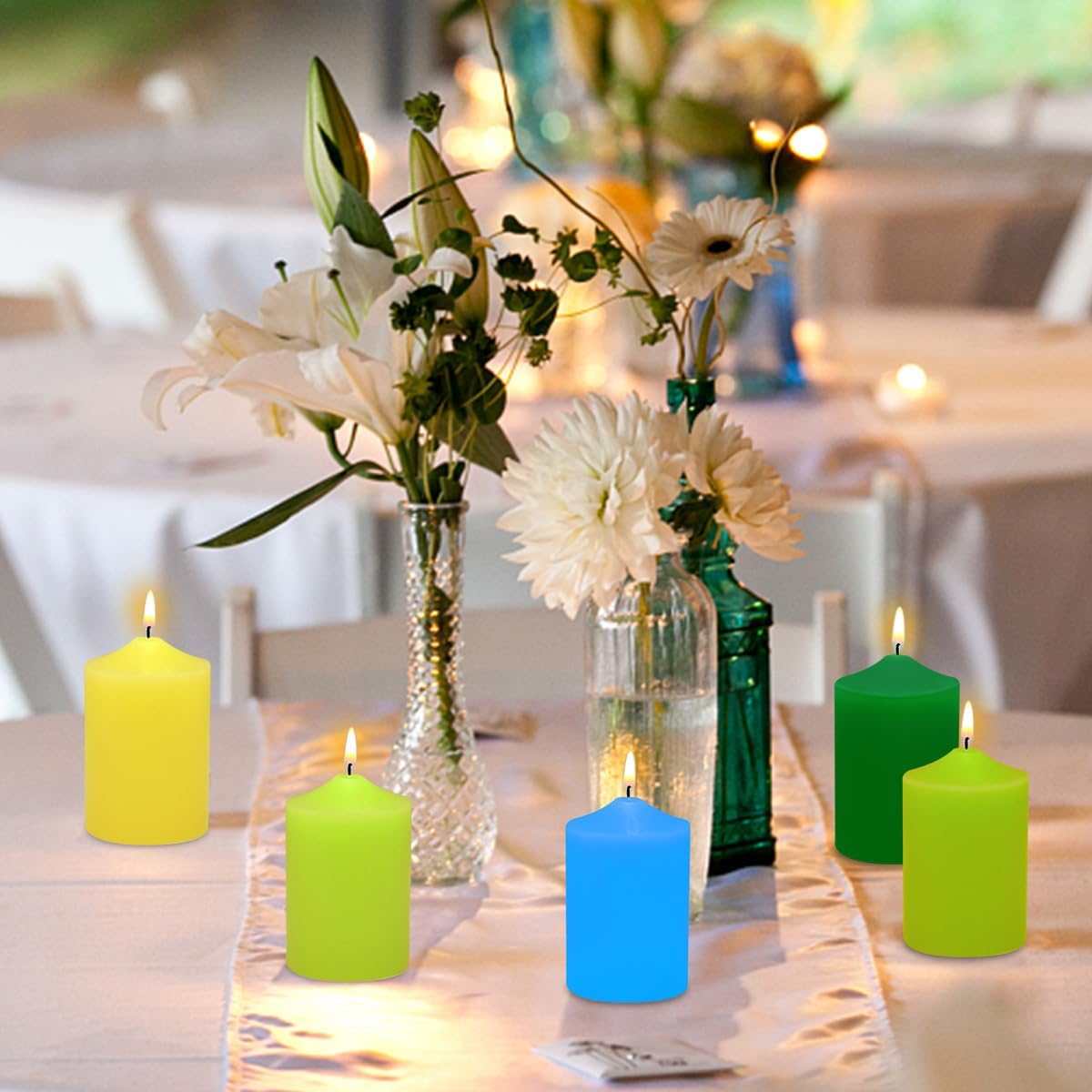 Home Scented Color Pillar Candles Set of12-2x3 inch - Dripless and Smokeless Large Pillar Candles, 20-Hours Long Burning Time Paraffin Candle for Dinner Table, Christmas and Home Deco