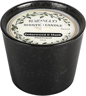 Luxury Textured Ceramic Jar Scented Candle | Non Toxic 100% Natural Coconut & Soy Wax Blend Cotton Wick | 5.2oz | Hand Poured Highly Scented Long - Lasting | Women & Men | Cedarwood & Musk
