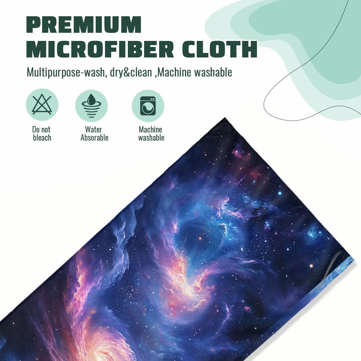Galaxy Bath Hand Towels Set of 2 Absorbent Nebula Space Universe Purple Vortex Decorative Hand Towels Set for Bathroom Gym Hotel Spa Bathroom Hand Towels Gifts for Women Man 14x28 Inch