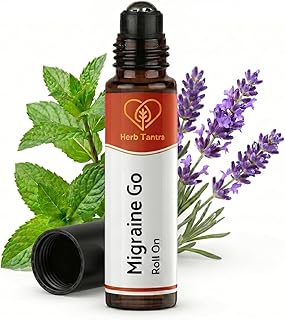Herb Tantra Migraine Go Roll On Stick with Peppermint, Lavender Essential Oil, Natural Aromatherapy Headache Roller for Soothing Cooling Effect, Nurse Essentials Gift