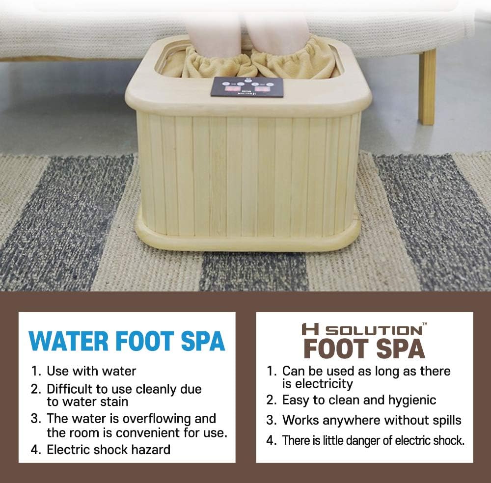 EZ Foot Spa with Easy Control Temperature and Time Ergonomic Design 16 Internal Bio-Ceramic Stones Made with Canadian Hemlock Wood Foot Sauna