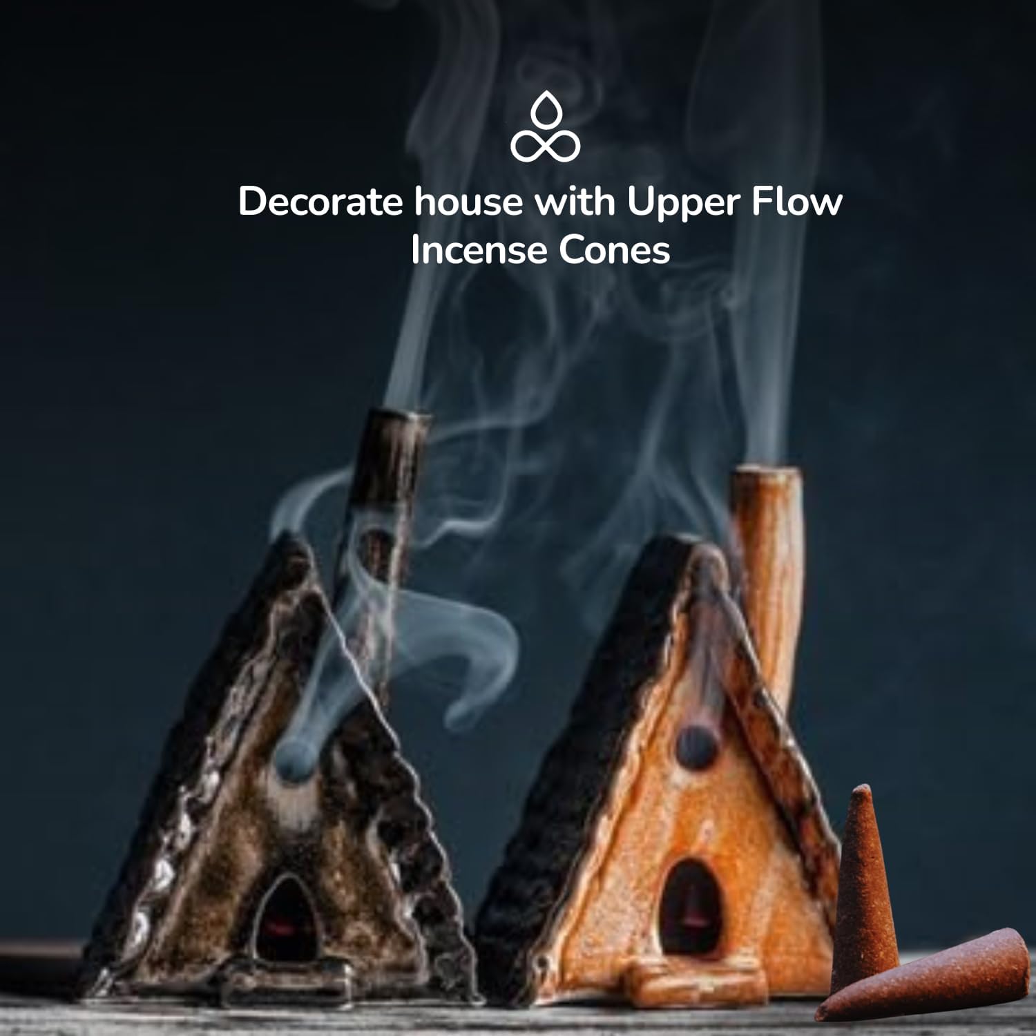 CALMVEDA Sacred Energy Incense Cones - Value Pack of 24 Fragrant Cone (Palo Santo Cones & Dragons Blood Incense Cones) Charcoal-Free & Handmade from Upcycled Sacred Flowers|for Energy Cleansing