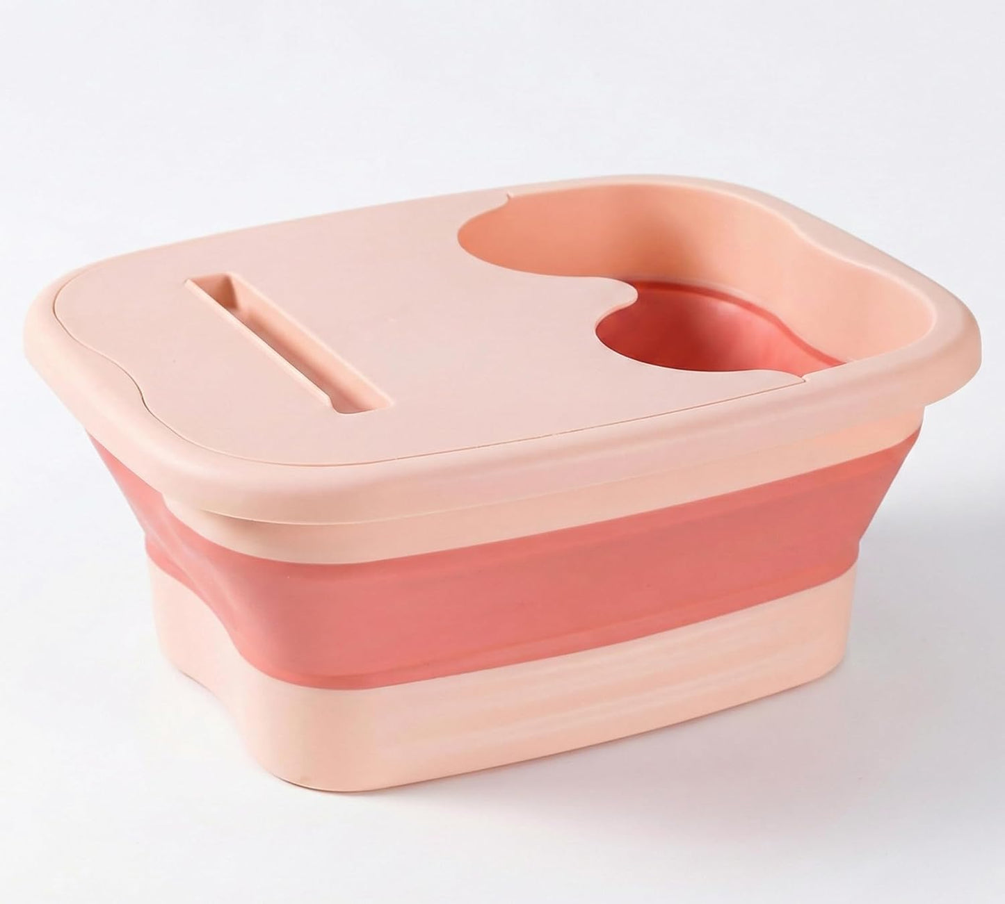 SSKT Collapsible Foot Bath Soak Tub with Lid – Portable Foldable Foot Spa Basin for Soaking Feet, Pedicure, Detox & Relaxation – Plastic Foot Soaker for Home & Travel (Pink)