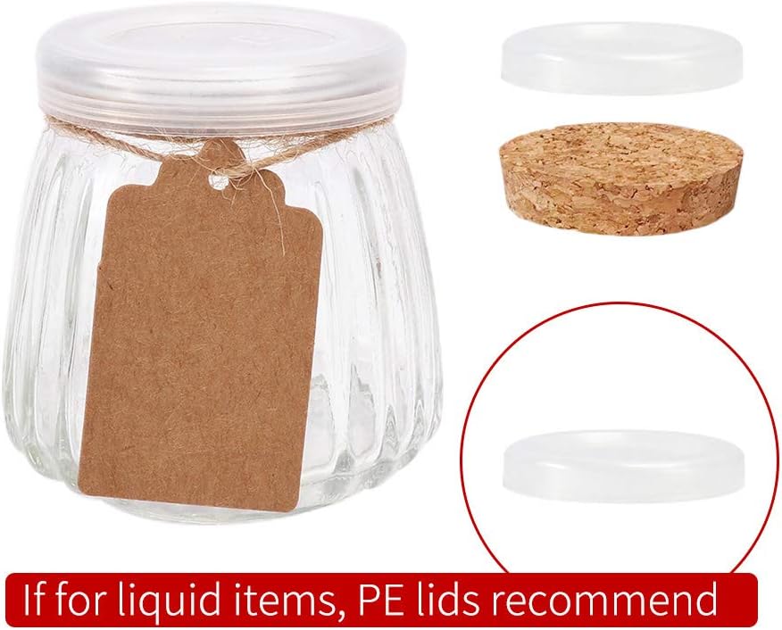 4oz Glass Jars with PE Lids and Cork Lids, 24 Pack Mini Pudding Jars Yogurt Jars Containers for Spice, Jam, honey, Mousse, Wedding, Shower Favors, DIY and Art