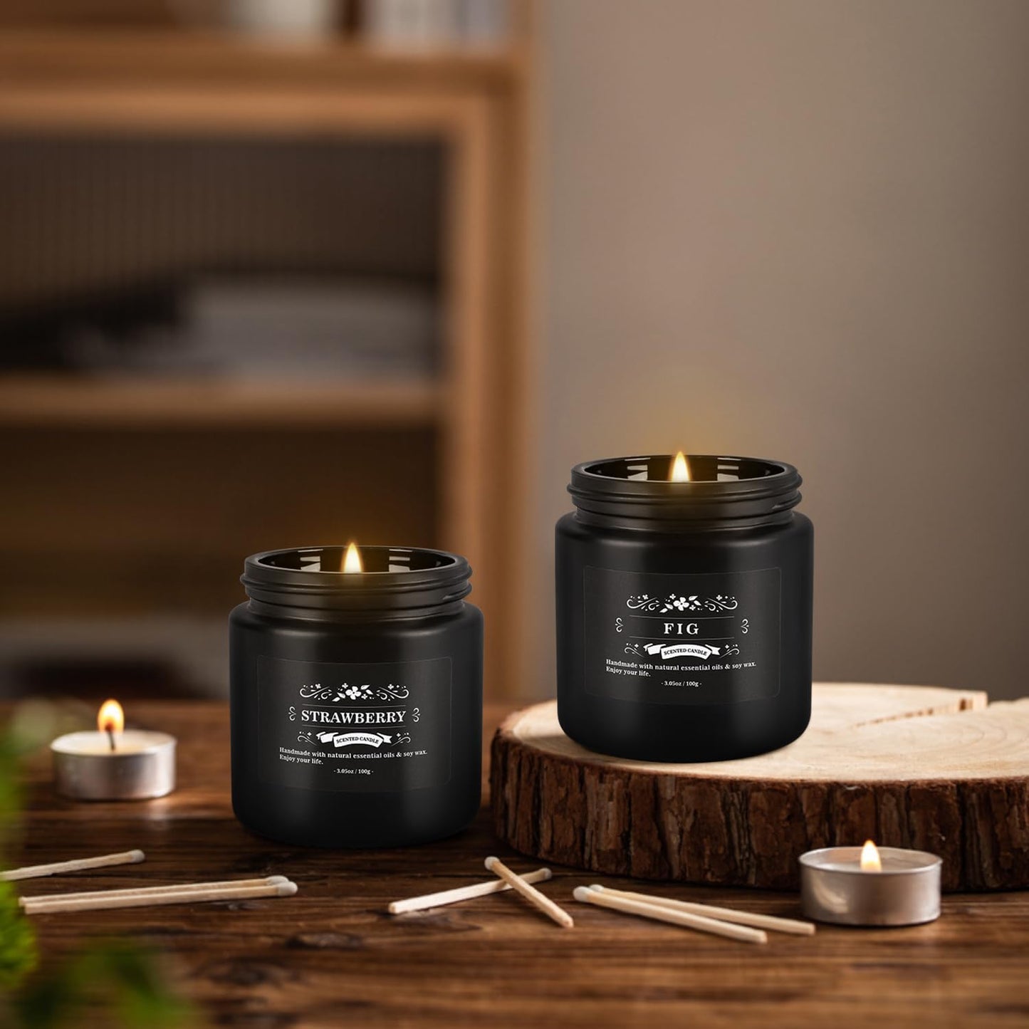 WPONSZU 12 Pcs Halloween Scented Candles with Added Natural Essential Oils, 3.05oz, Suitable for Various Festivals, Parties, Yoga, and Home Scene(Black)
