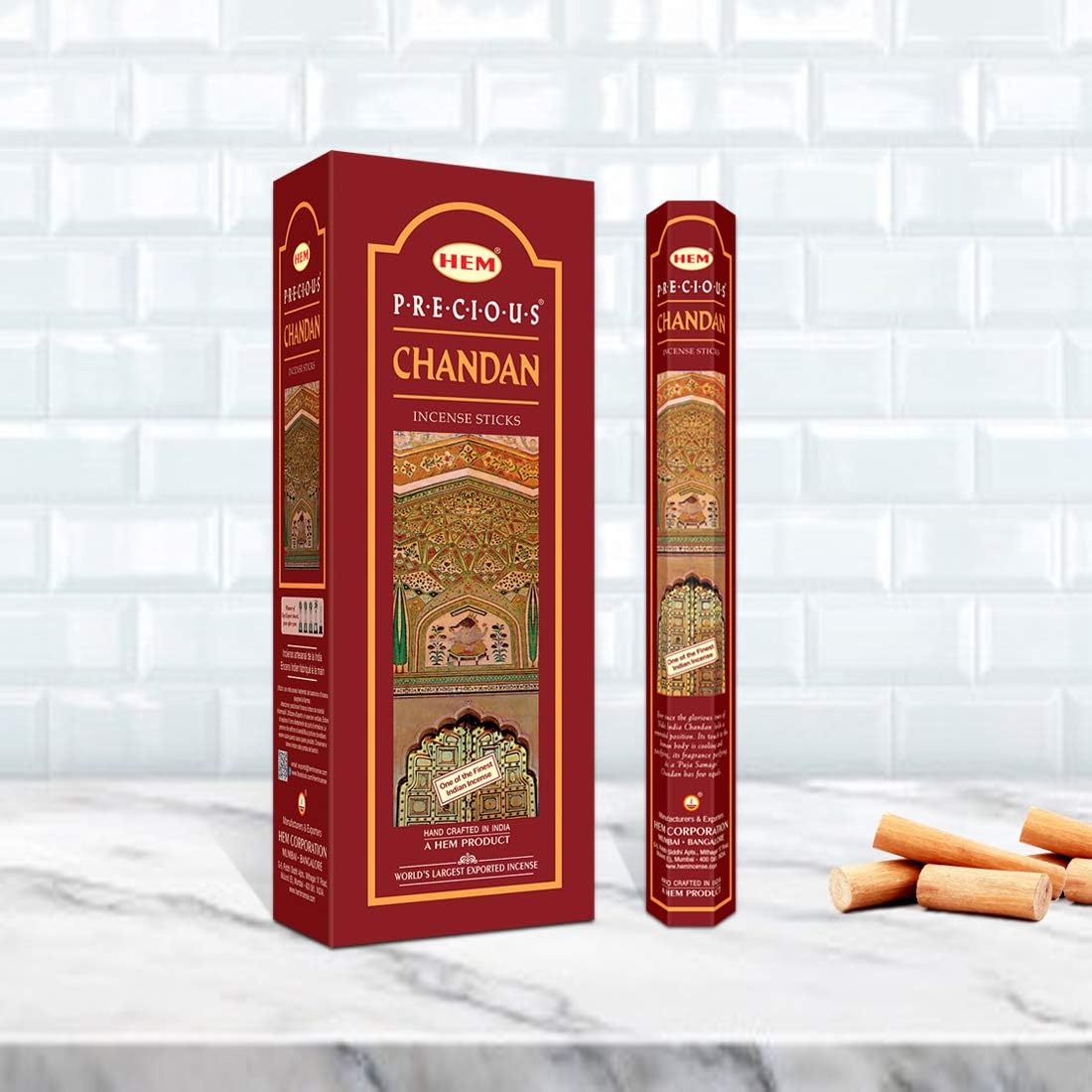HEM Precious Chandan Incense Sticks | Pack of 6 Boxes (120 Sticks) | Classic Sandalwood Aroma for Meditation, Pooja & Relaxation | Handcrafted for Calm & Positivity (Precious Chandan)
