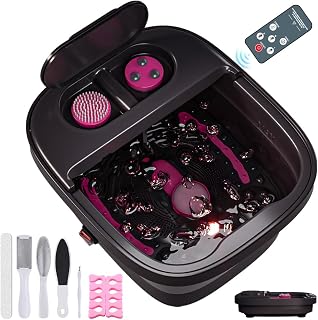 Collapsible Foot Bath, Foot Spa Bath Massager with Heat, Bubble, Remote Control, Temperature Control, 3 Pedicure Attachments, Feet Soaking Tub for Stress Relief (Matte Grey)