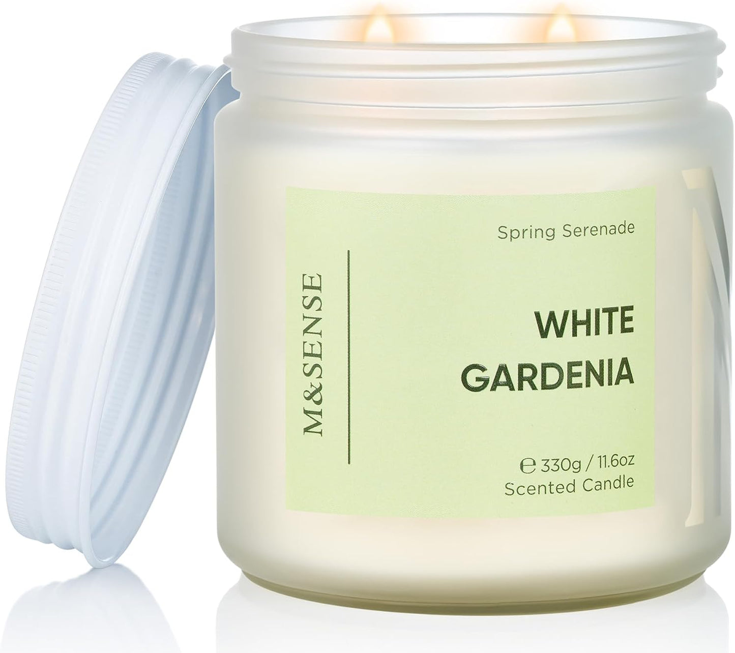 M&SENSE White Gardenia Scented Candle, 11.6oz Natural Soy Wax Non Toxic, 70-Hour Long Lasting Burn Time, 2-Wick Aromatherapy Gifts for Her, Spring Home Refresh & Romance