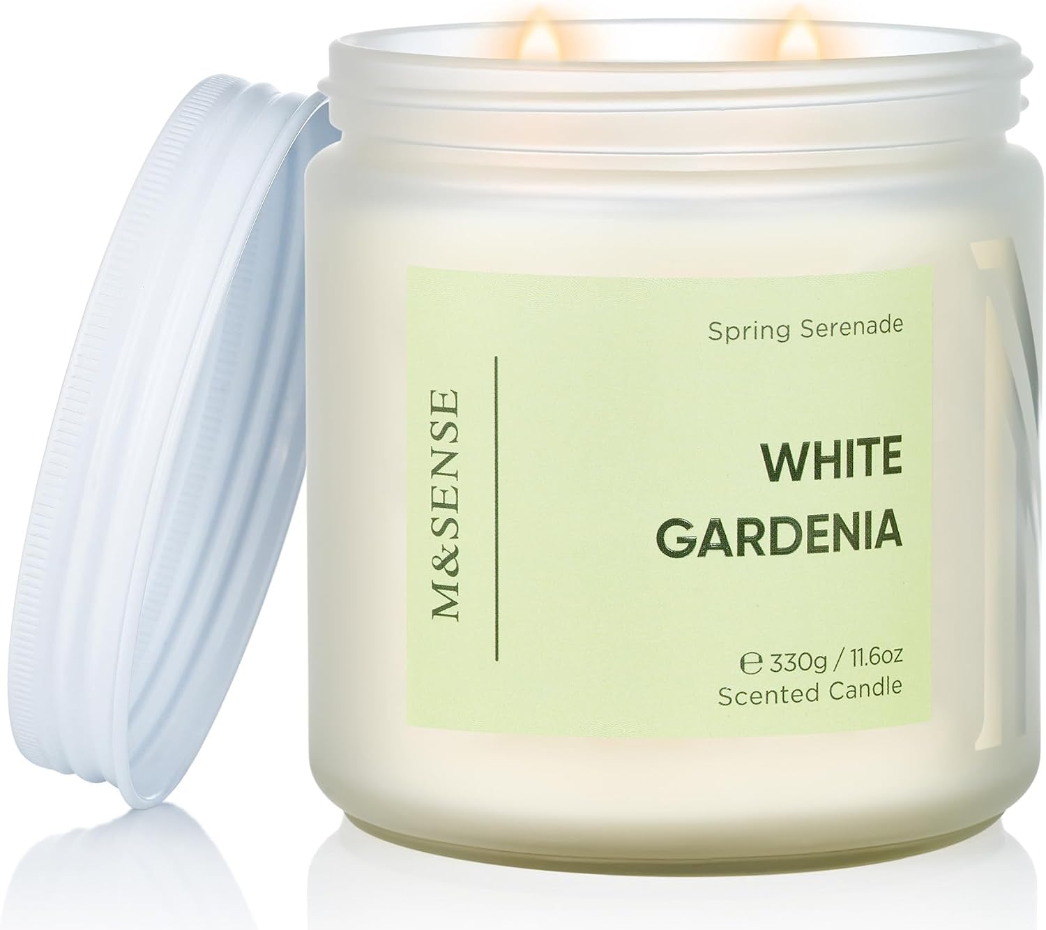M&SENSE White Gardenia Scented Candle, 11.6oz Natural Soy Wax Non Toxic, 70-Hour Long Lasting Burn Time, 2-Wick Aromatherapy Gifts for Her, Spring Home Refresh & Romance