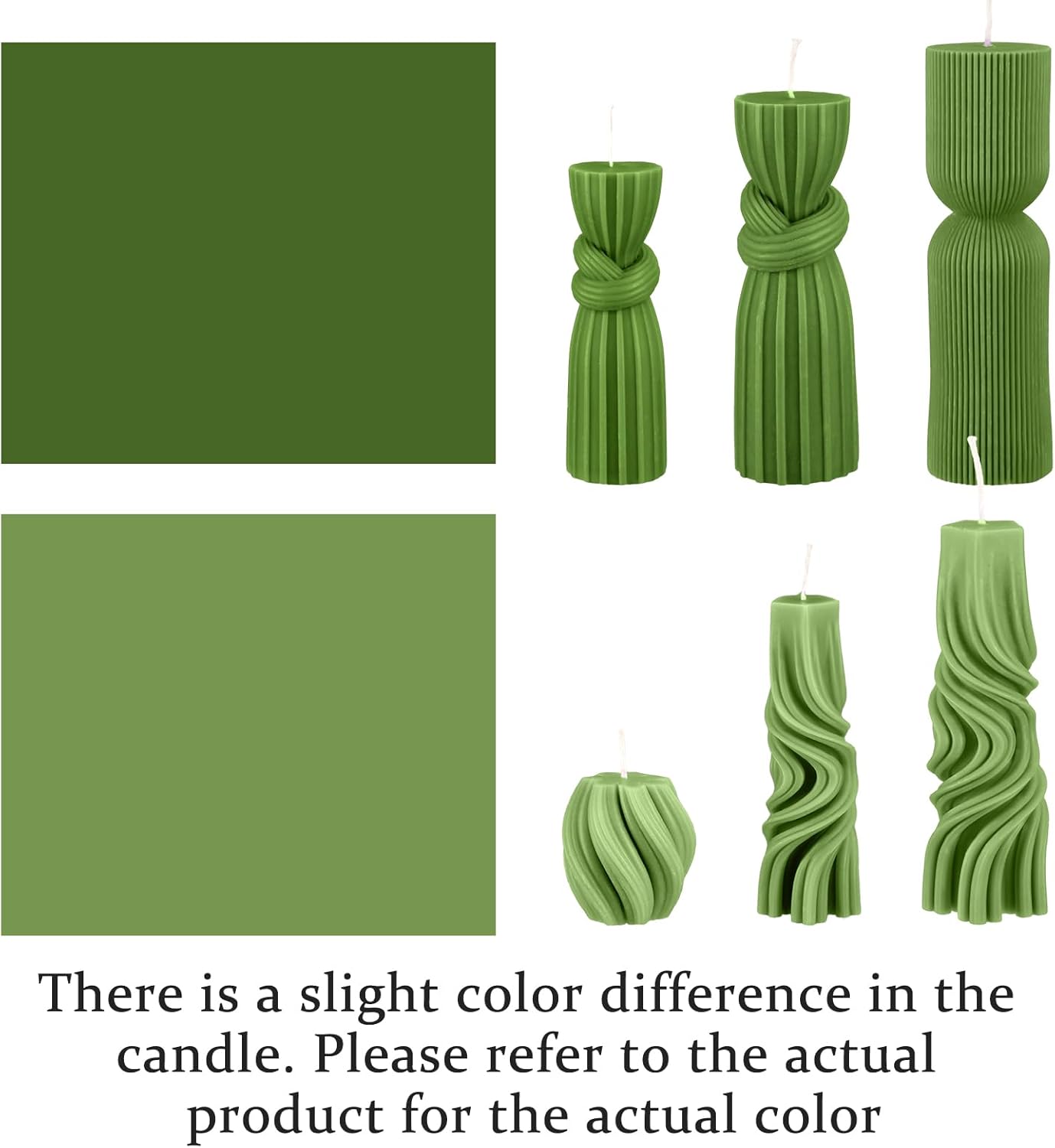 Threlaco 6 Pcs Pillar Candles Decorative Modern Aesthetic Ribbed Candle Set Cute Soy Wax Scented Ribbed Decor Commemorative Gift for Home Decoration(Green, 2.36-6.89 Inch)