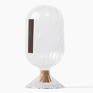 Premium Helix Glass Cloche - Decorative Jar with Striker. Holder for Long Matches for Candles, Fireplace, Bathroom Accessories, Bath Salts. Includes Attachable Match Striker. (No Matches)