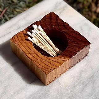 Rustic Cedar Wood Match Striker Holder, Handmade Wooden Matchstick Container, Decorative Match Pot with Live Edge for Kitchen, Fireplace, Bathroom Decor
