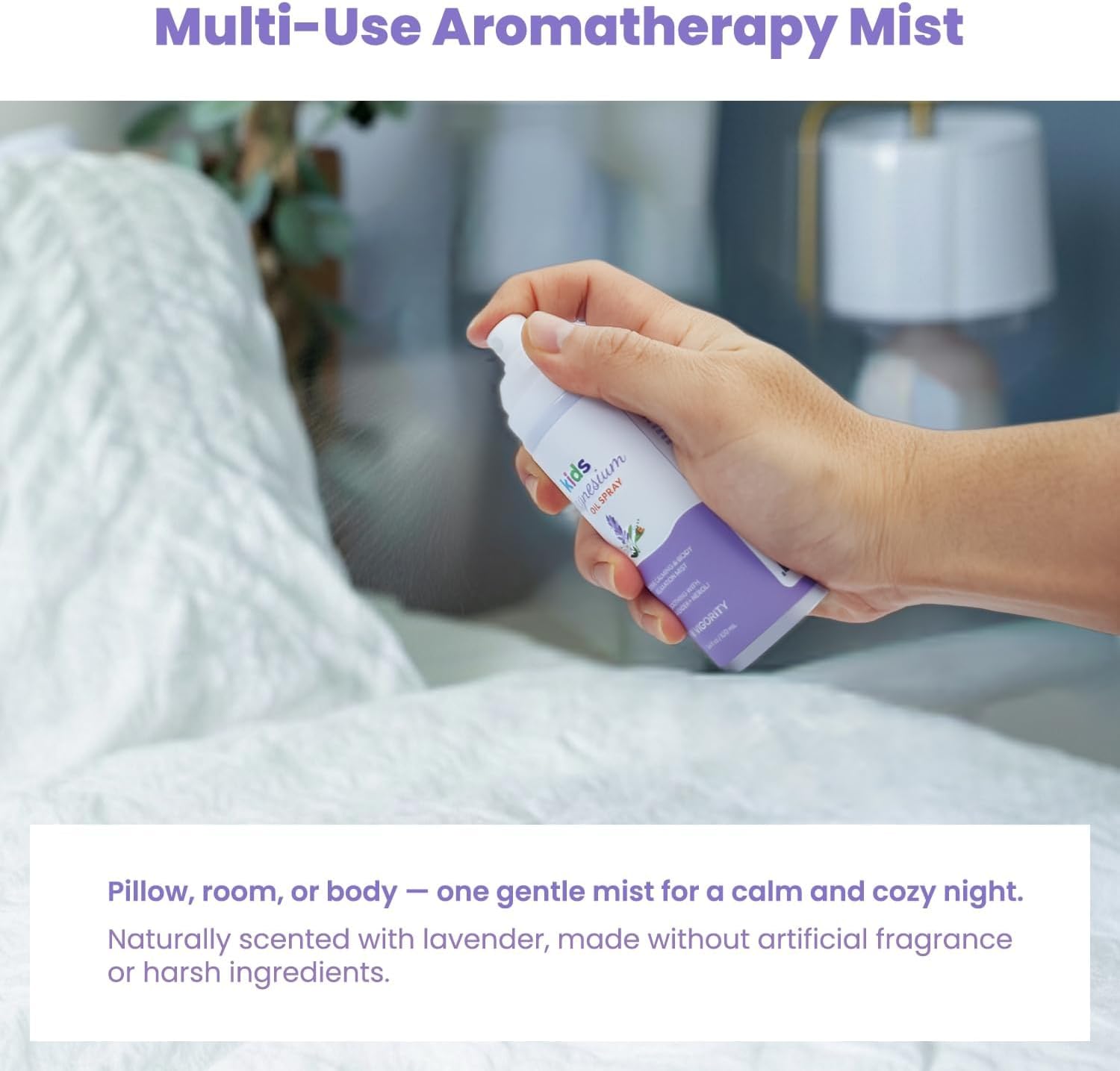 Vigority Kids Magnesium Spray with Lavender & Neroli – Lightweight Magnesium Body Mist for Legs, Feet, Pillow & Room – Gentle Bedtime Spray for Kids Evening Routines (3.4 fl. oz.)