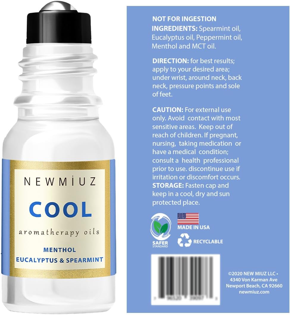 Menthol Aromatherapy Blend Roll On Pack of 3 - Perfect Selfcare Gift for Birthday Christmas or Stocking Stuffers