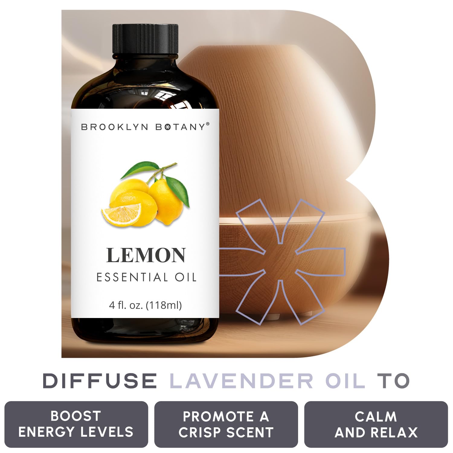 Brooklyn Botany Lemon & Rosemary Essential Oils – 4 Fl Oz (Pack of 2) – 100% Pure & Natural – Refreshing & Clarifying Aromatherapy Blend