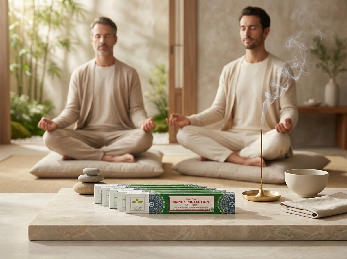 Earth Satya Money Protection Perfumed Incense Sticks 15g (Pack of 6) Hand Rolled Natural Incense for Meditation Relaxation and Home Fragrance