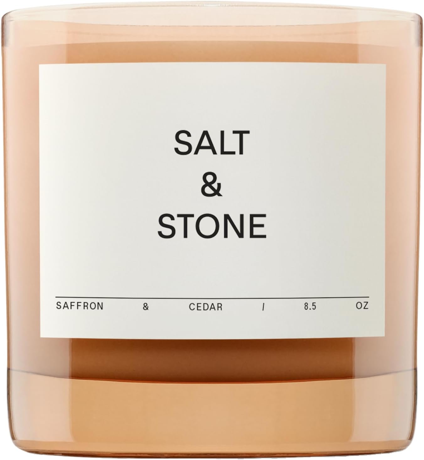 Salt & Stone Scented Candle for Women & Men | Coconut & Soy Blend Wax | Hand-Poured, Aromatic & Fragrant | 100% Cotton Wick | Long-Lasting 50 Hour Burn Time | Saffron & Cedar 8.5 oz