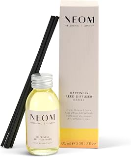 NEOM Happiness Reed Diffuser Refill, 100ml | Neroli, Mimosa & Lemon I Lasts 12 Weeks I Pure Essential Oils I 100% Natural