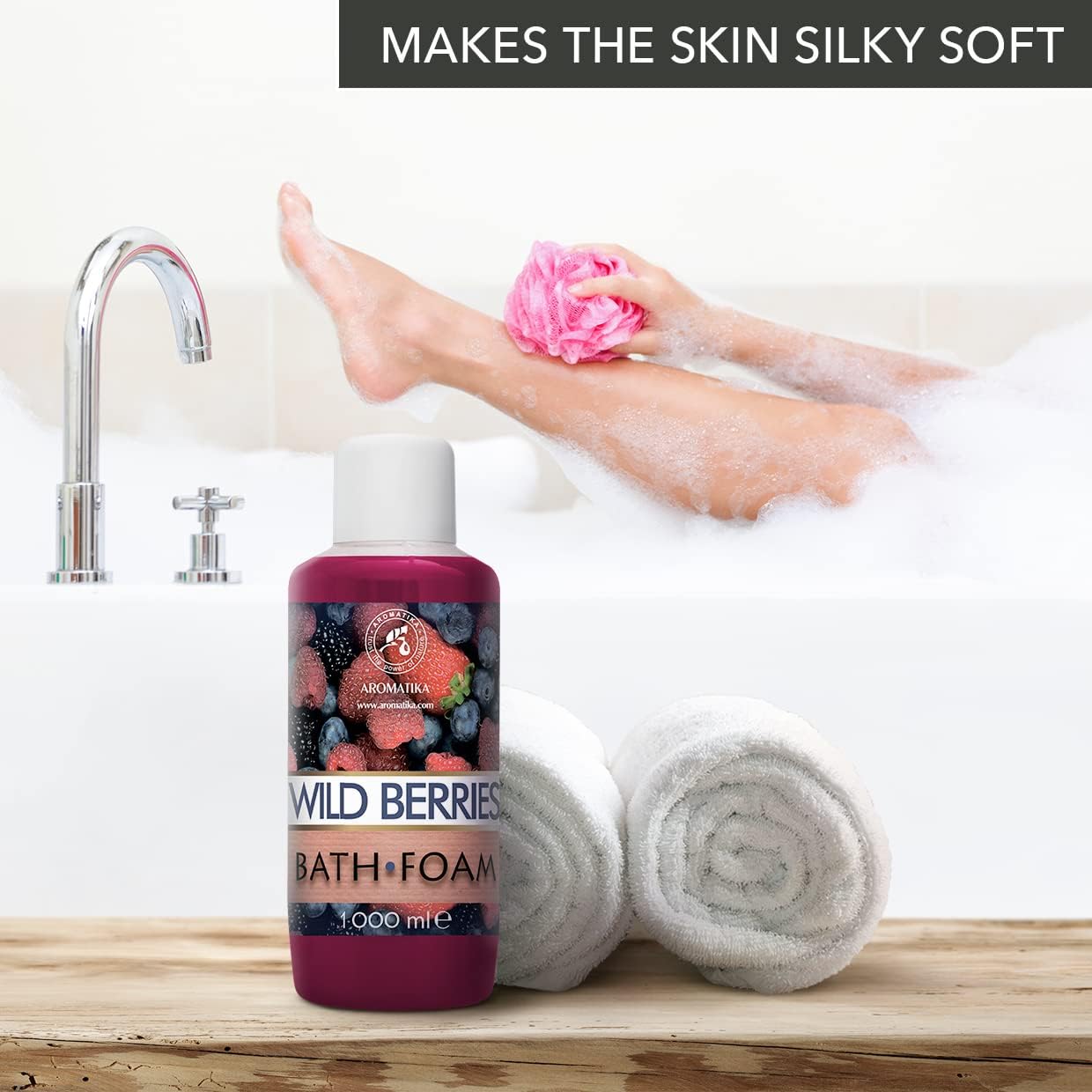 Bath Foam Wild Berries - 34 Fl Oz (1000ml) - Body Care - Good Sleep - Beauty - Bathing - Body Care - Wellness - Relax - Aromatherapy - Spa - Bubble Baths