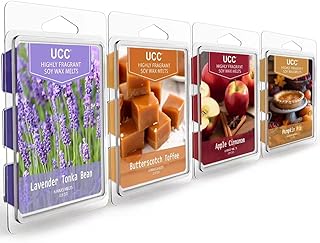 UCC Plant Based All Natural Fall Wax Melts, Highly Scented Fragrances, Long Lasting Premium Soy Scented Melts Cubes, Wax Melts Tarts, Colored Wax Melt - 4 Pack