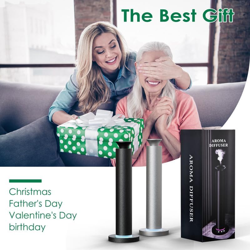 Waterless Scent Diffuser Machine with 4 Lights and Breathing Lights Modes Max Coverage 2500 sq.ft. Essential Oil Diffusers Fragrance Large Room Rechargeable App Remote Control Black Knight