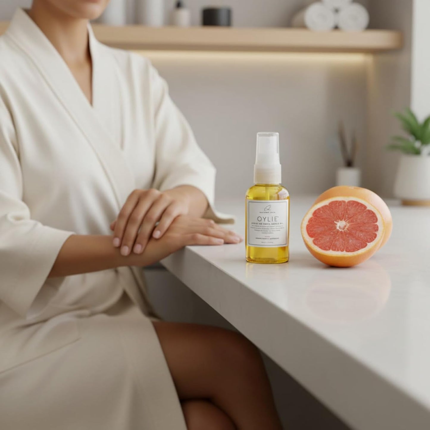 QTICA Oylie Spray On Total Repair Body Oil | Lightweight Spray Oil with Natural Jojoba & Argan Oil for Instant Moisture Smooth Finish Deep Hydration Soft Supple Looking Skin 2oz (Grapefruit Surprise)